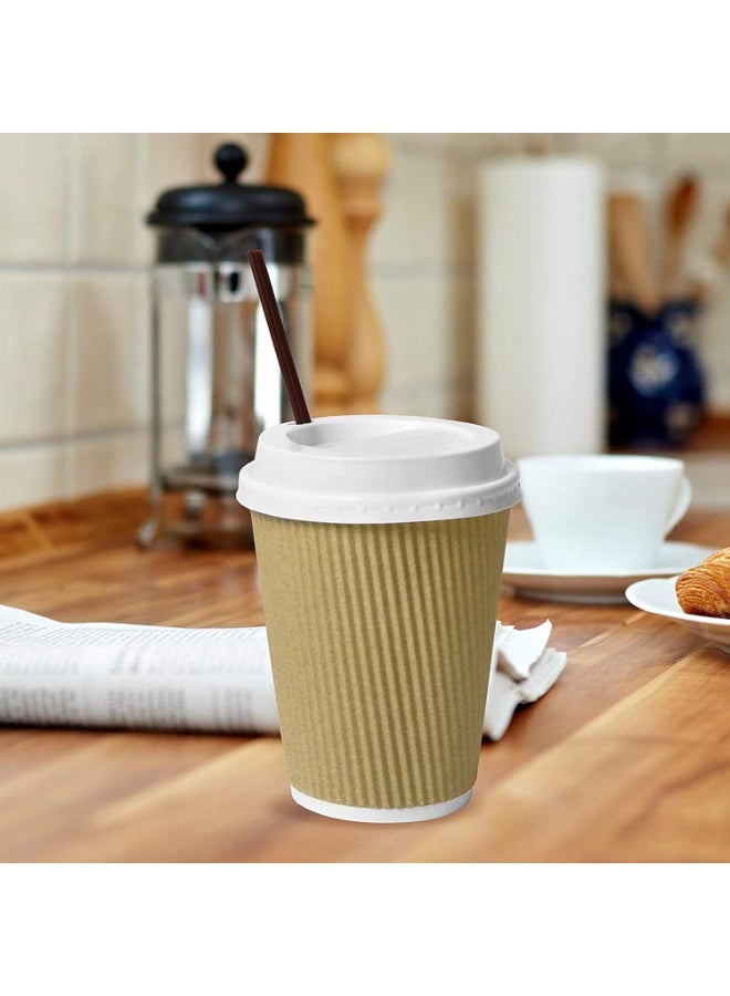 Insulated coffee cups with a wavy design, disposable, brown - wavy paper cups for hot drinks [50 sets] 12 oz. - Image 5