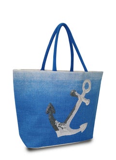 earthbags Sustainable Jute Sequins Embroidered Beach Bag with Soft Padded Handles. Inside Water Resistant Liner, Magnet Button Closure & Inside Zipper Pocket.  - Image 2