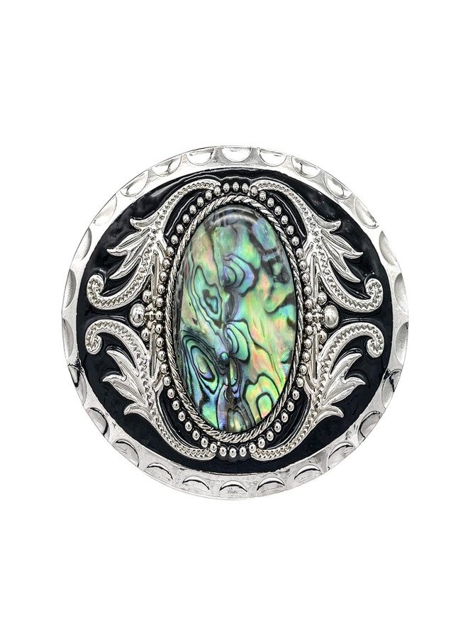 YOQUCOL Vintage American Western Cowboy Abalone Shell Pattern Stone Belt Buckle for Men - Image 1