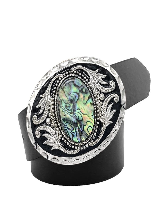 YOQUCOL Vintage American Western Cowboy Abalone Shell Pattern Stone Belt Buckle for Men - Image 2