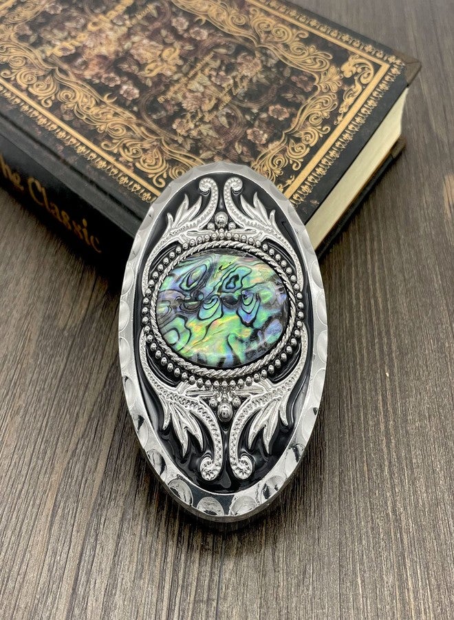 YOQUCOL Vintage American Western Cowboy Abalone Shell Pattern Stone Belt Buckle for Men - Image 5