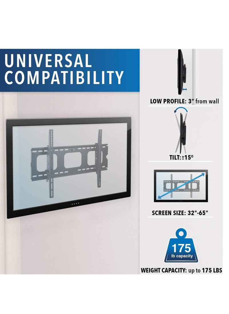 BGM Tilting TV Wall Mount Bracket For Samsung Vizio LG,TCL Element 32 40 42 47 50 55 60 65 Inch TVs VESA 200x200 400x400 600x400, 750x450 Compatible Premium Tilt 175 Lbs Capacity  - Image 2