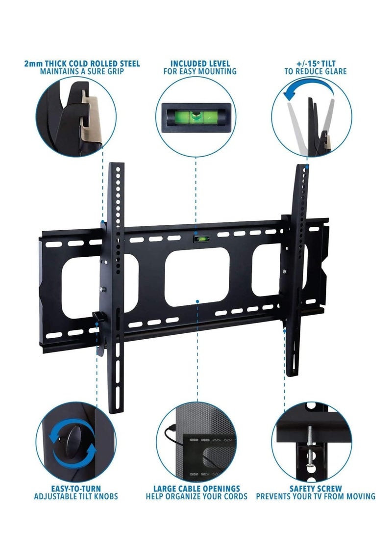 BGM Tilting TV Wall Mount Bracket For Samsung Vizio LG,TCL Element 32 40 42 47 50 55 60 65 Inch TVs VESA 200x200 400x400 600x400, 750x450 Compatible Premium Tilt 175 Lbs Capacity  - Image 3