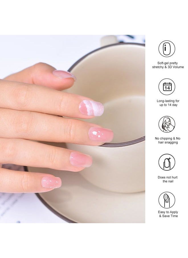 King Horse Semi Cured Gel Nail Stickers 24pcs Long Lasting Nail Polish Wraps Salon-Quality Semi-Cured Gel Nail Strips UV Lamp Required Semicured Gel Nail Wraps for Women  - Image 3