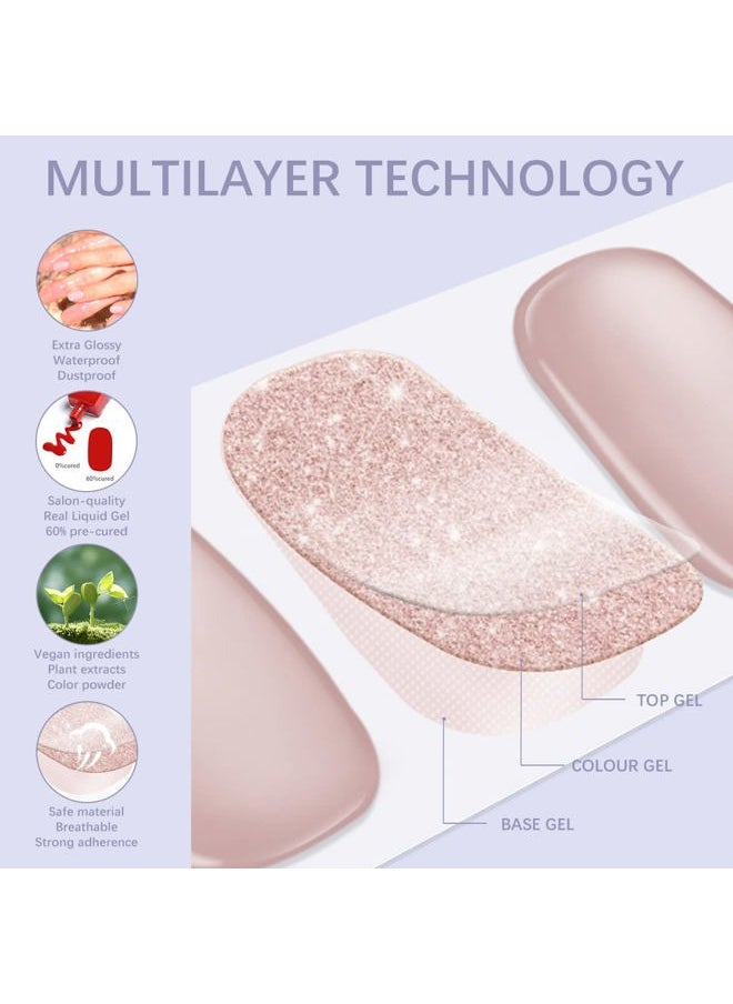 King Horse Semi Cured Gel Nail Stickers 24pcs Long Lasting Nail Polish Wraps Salon-Quality Semi-Cured Gel Nail Strips UV Lamp Required Semicured Gel Nail Wraps for Women  - Image 4