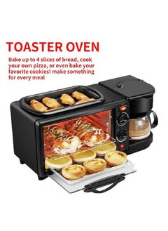 Generic Mini Oven Multi-function Three-in-one Breakfast Machine - 9L Small Portable Electric Grill - Adjustable Temperature Control, Timer - 650W - Multi Cooking Function Grill And Bake Coffee Omelette  - Image 1