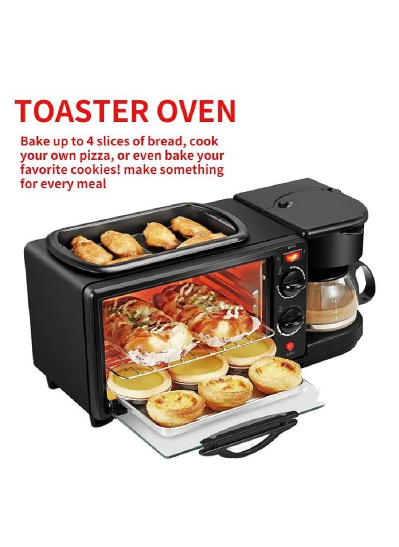 Generic - Mini Oven Multi-function Three-in-one Breakfast Machine - 9L Small Portable Electric Grill - Adjustable Temperature Control, Timer - 650W - Multi Cooking Function Grill And Bake Coffee Omelette - Image 1