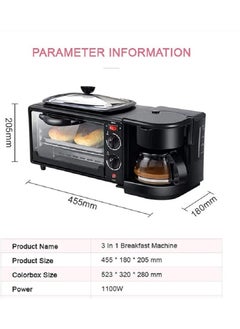 Generic Mini Oven Multi-function Three-in-one Breakfast Machine - 9L Small Portable Electric Grill - Adjustable Temperature Control, Timer - 650W - Multi Cooking Function Grill And Bake Coffee Omelette  - Image 2