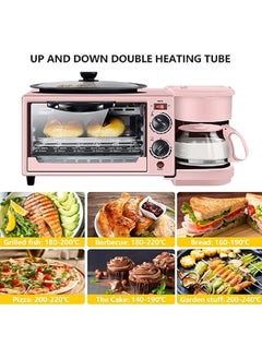 Generic Mini Oven Multi-function Three-in-one Breakfast Machine - 9L Small Portable Electric Grill - Adjustable Temperature Control, Timer - 650W - Multi Cooking Function Grill And Bake Coffee Omelette  - Image 5