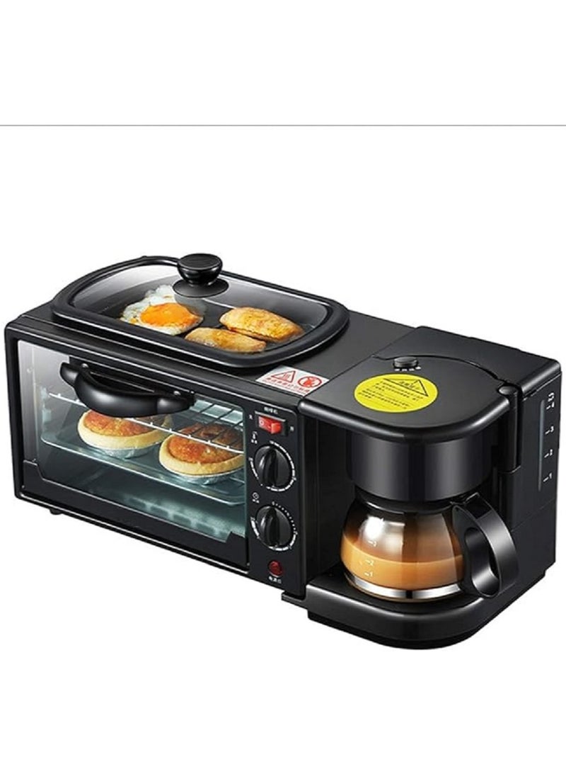 Generic - Mini Oven Multi-function Three-in-one Breakfast Machine - 9L Small Portable Electric Grill - Adjustable Temperature Control, Timer - 650W - Multi Cooking Function Grill And Bake Coffee Omelette - Image 1