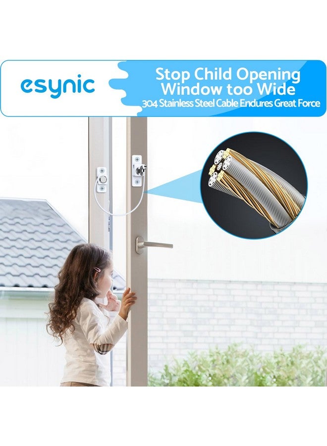eSynic 8Pack Durable Window Restrictor Child Safety 185mm/7.3 Inch Wire Long Window Locks for UPVC Window Safety Restrictors with Key Relieable Window Security Locks Perfect for Home Office Safety etc - Image 2