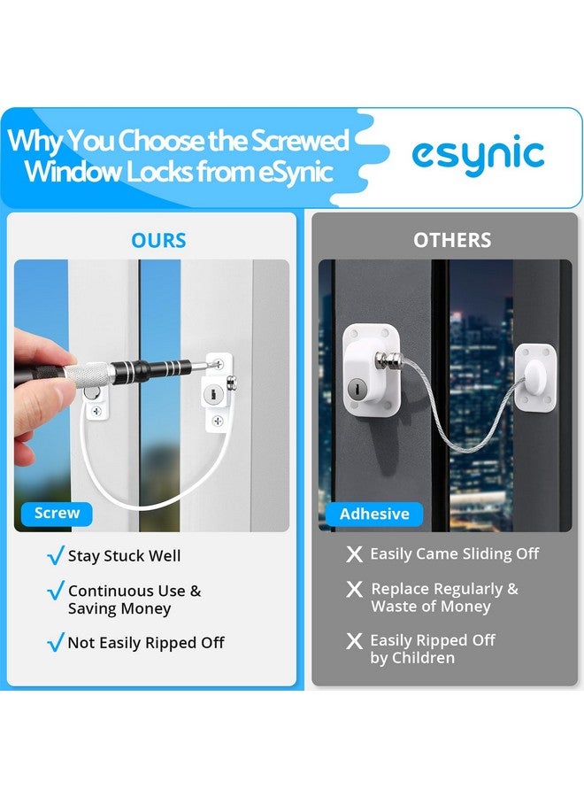 eSynic 8Pack Durable Window Restrictor Child Safety 185mm/7.3 Inch Wire Long Window Locks for UPVC Window Safety Restrictors with Key Relieable Window Security Locks Perfect for Home Office Safety etc - Image 4