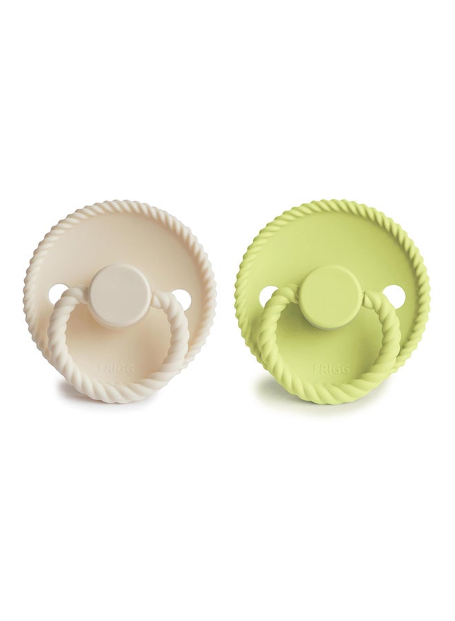 FRIGG Rope Silicone Baby Pacifier 0-6M 2-Pack Cream/Green Tea - Size 1 - Image 2