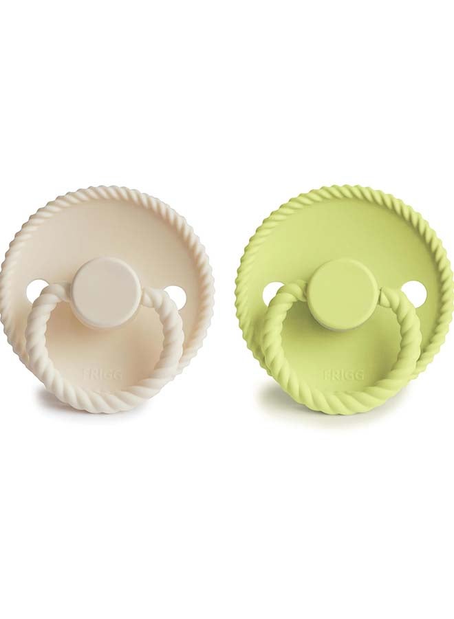 FRIGG لهاية FRIGG من السيليكون بحبل للأطفال 0-6 أشهر 2-Pack كريمي/شاي أخضر - الحجم 1 - Image 2