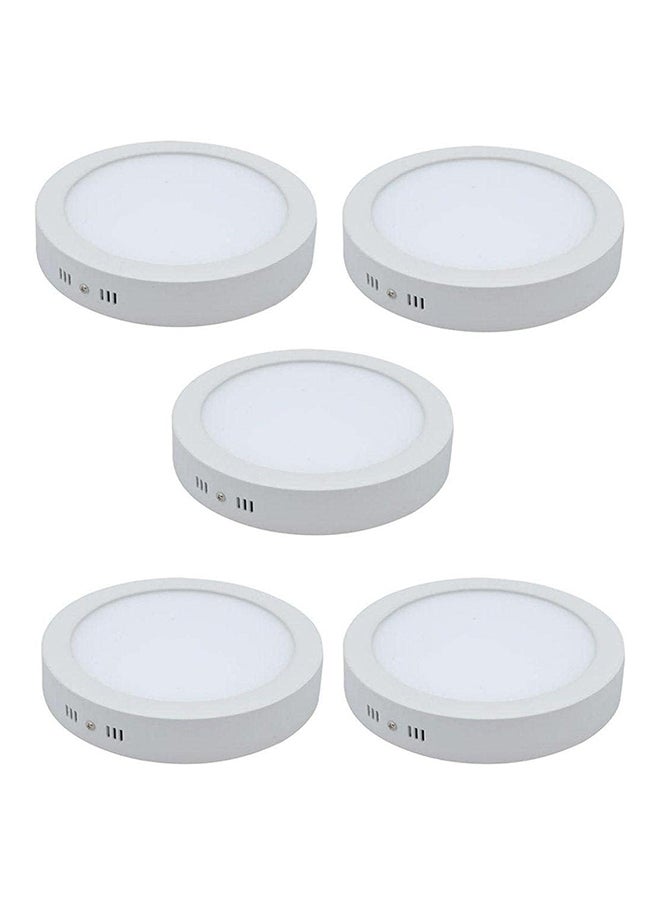 Generic لوحة إضاءة LED دائرية بقوة 24 وات مثبتة على السطح، 5 قطع باللون الأبيض 