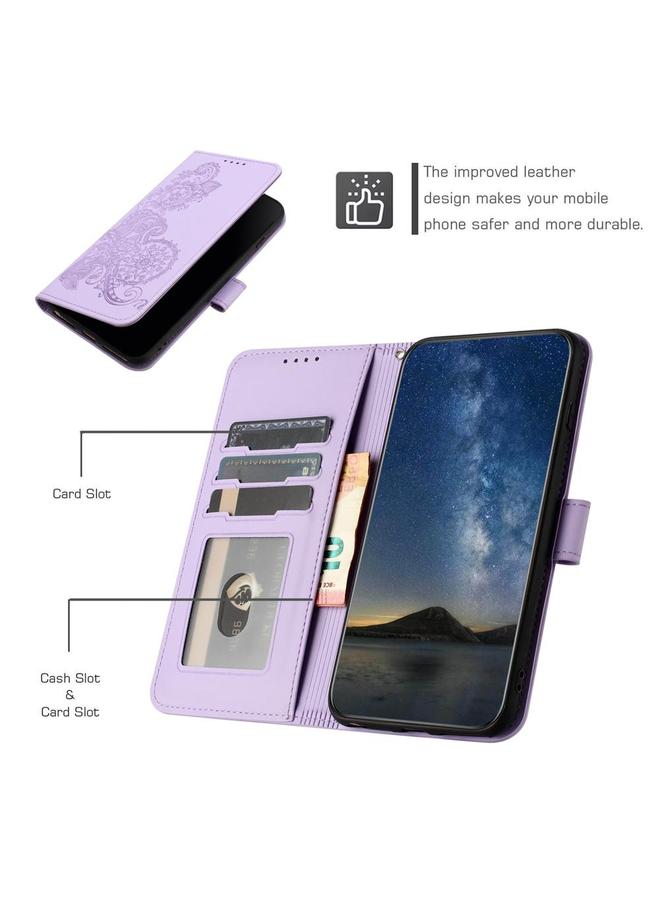 Zaboon Case For Infinix Hot 50 Pro 4G Datura Flower Embossed Flip Leather Phone Case - Image 4