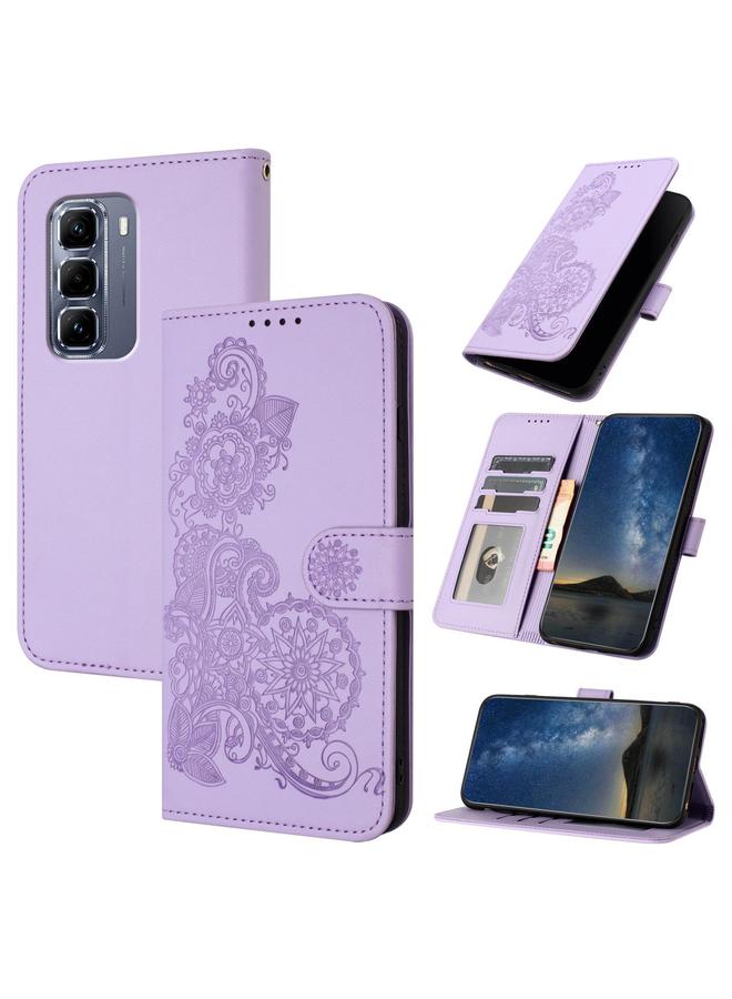 Zaboon Case For Infinix Hot 50 Pro 4G Datura Flower Embossed Flip Leather Phone Case - Image 1