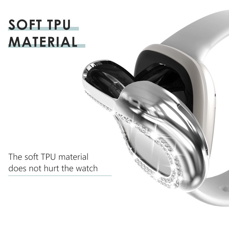 Fullife 3-Pack TPU Bumper for Fitbit Versa 4 Screen Protector, Crystal Diamond Bling Case HD Full Protective Cover for Men Women, Fitbit Versa 4/Fitbit Sense 2 Smartwatch, Rose Gold/Pink/Clear - Image 3