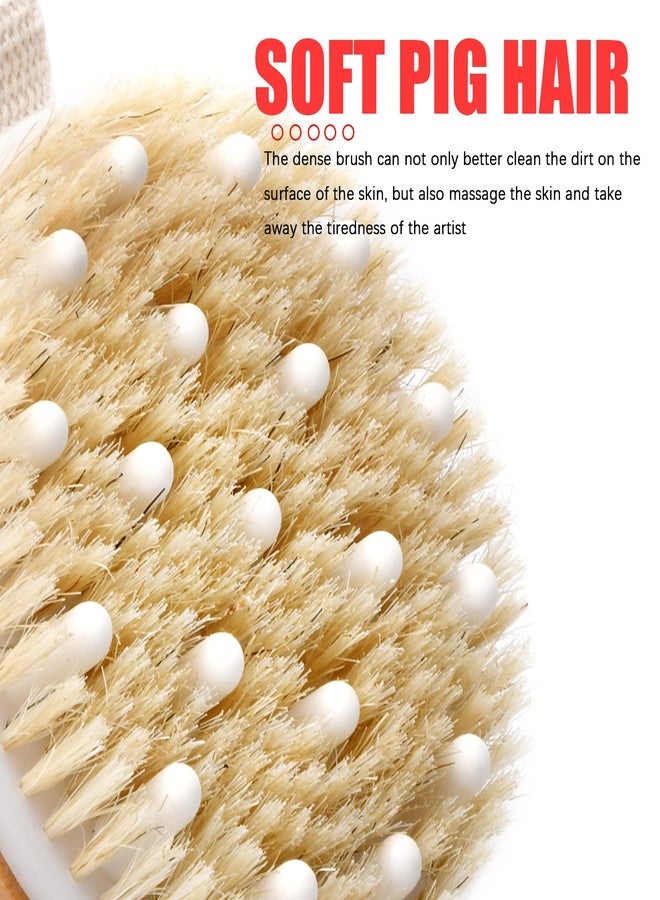 Vesaneae Bath Body Brush, Natural Bristle Body Brush, Exfoliating Brush, Massage Brush, Round Exfoliating Body Scrubber with Soft Massage Nodules - Image 5