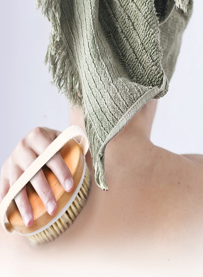 Vesaneae Bath Body Brush, Natural Bristle Body Brush, Exfoliating Brush, Massage Brush, Round Exfoliating Body Scrubber with Soft Massage Nodules - Image 3