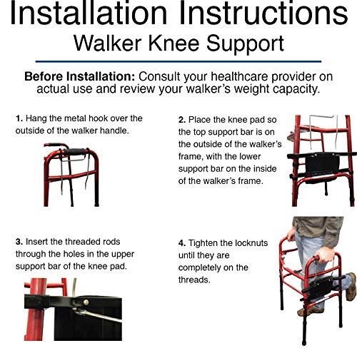 Sammons Preston The Kneeler, Hanging Knee Sling Fits Any Walker, Comfortable Adjustable Knee Cushion for Standard Walkers, Lifts Leg for Complete Non Weight Bearing Patients - Image 3