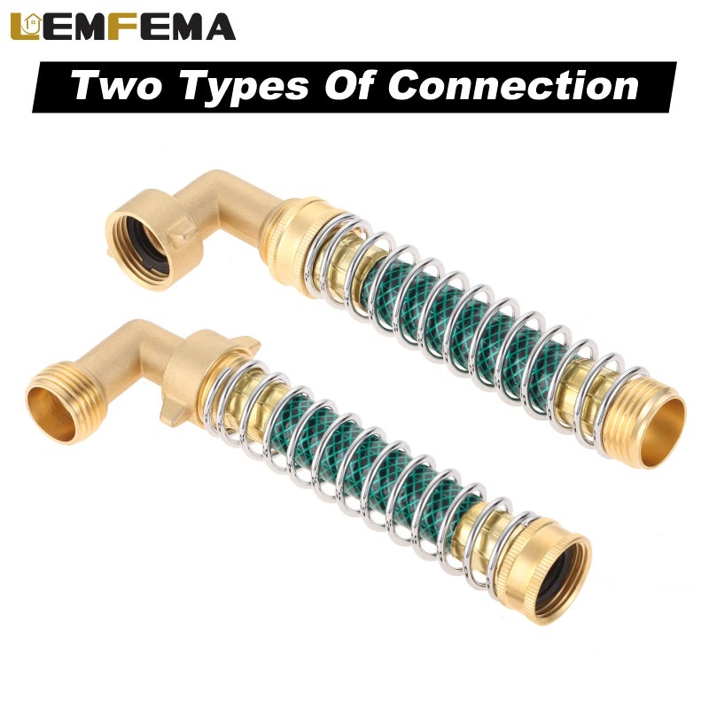Lemfema Garden Hose 90 Degree Solid Brass Hose Elbow Connector and Garden Hose Extension Adapter with Coil Spring + Extra 4 Pressure Washers - Image 5