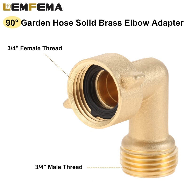 Lemfema Garden Hose 90 Degree Solid Brass Hose Elbow Connector and Garden Hose Extension Adapter with Coil Spring + Extra 4 Pressure Washers - Image 4