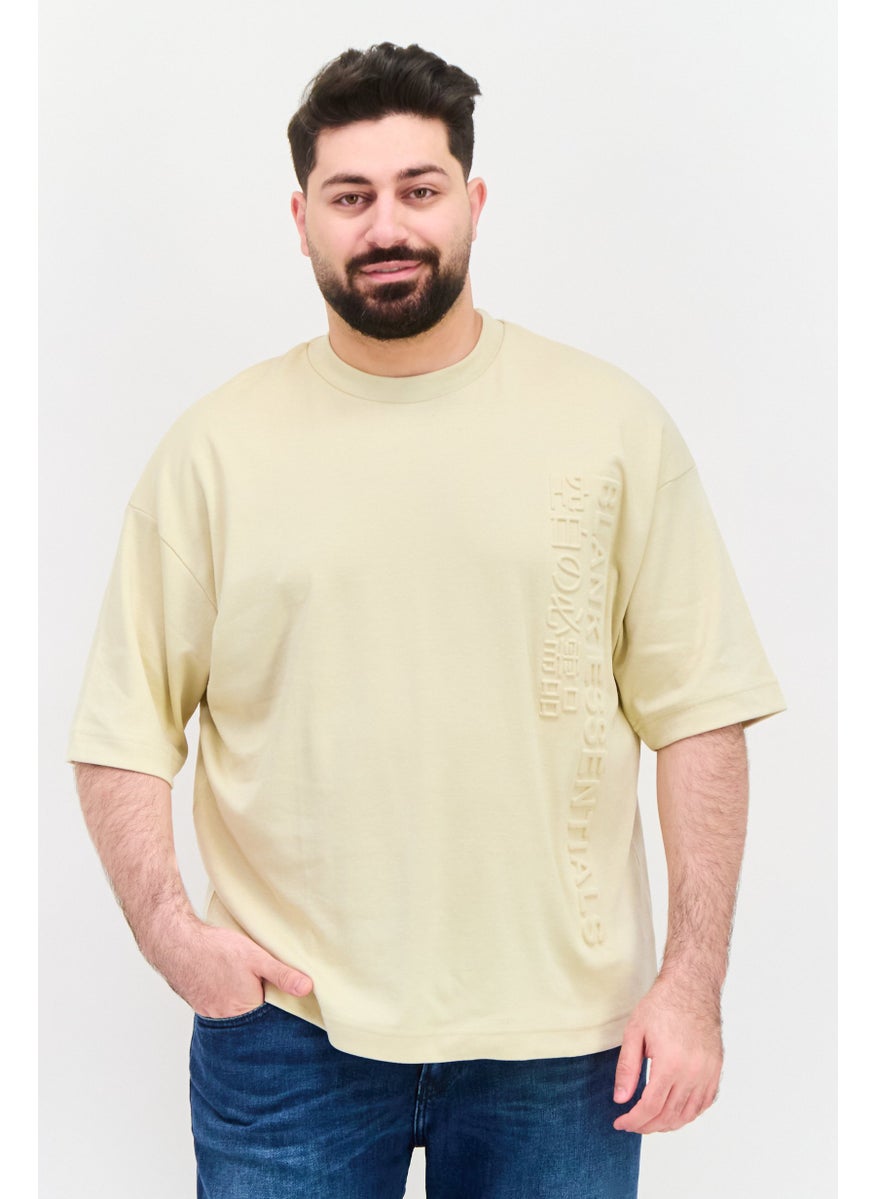 Men Crew Neck Short Sleeve Brand Logo T-Shirts, Beige - pzsku/ZA1D02D94611E352F1A80Z/45/_/1737642151/215ea351-301a-4242-aa5a-02218e0bf668