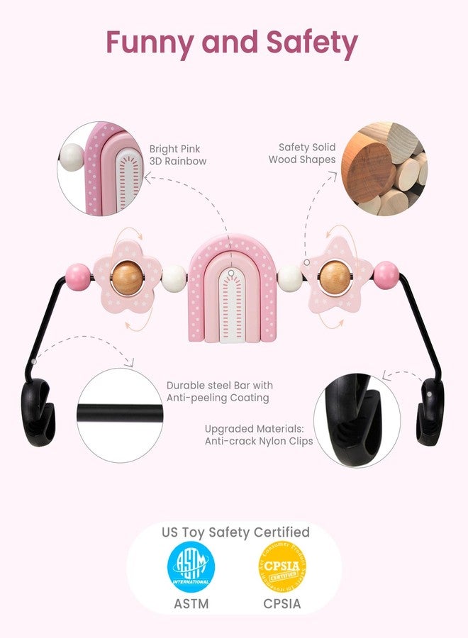 TinlyFinly Baby Bouncer Toy Bar Wooden Compatible with Baby Bjorn Bouncer, Bouncer Toy Attachment, Tight and Secure Fit, So Fun to Watch, Touch and Spin for Babies All Ages (Pink Rainbow) - Image 4