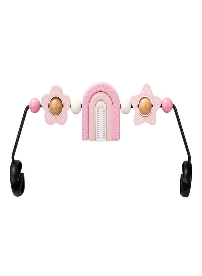 TinlyFinly Baby Bouncer Toy Bar Wooden Compatible with Baby Bjorn Bouncer, Bouncer Toy Attachment, Tight and Secure Fit, So Fun to Watch, Touch and Spin for Babies All Ages (Pink Rainbow) - Image 1