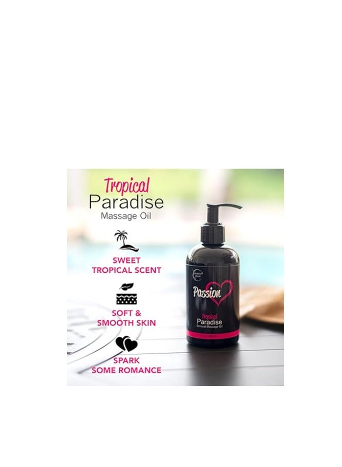 brookethorne naturals Passion Sensual Massage Oil for Intimate Moments & Enhanced Stimulation. All Natural, Tropical Paradise Scent with Almond & Jojoba Oil. Ideal for Full Body & Muscle Massage for Women & Men - 8.5oz - Image 4
