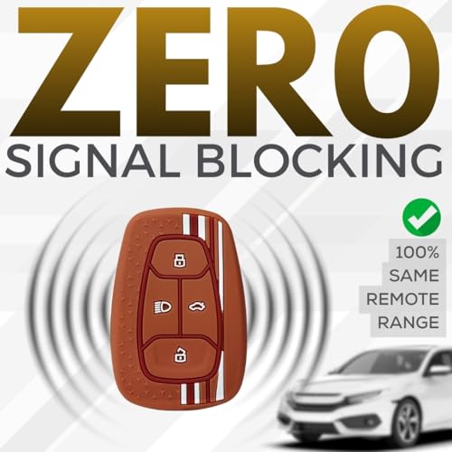 KEYCEPT Tristar Silicone Key Cover Compatible with Tata Nexon | Harrier | Altroz | Tigor | Safari | Punch |Tiago| EV 4 Button Smart Key with Keychain. (Type 1, Brown) - Image 3