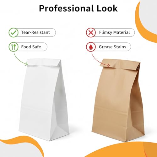 Concession Essentials White Paper Lunch Bags, 4lb Capacity, Holiday Cookie Bags, 50 Count Pack - Image 3