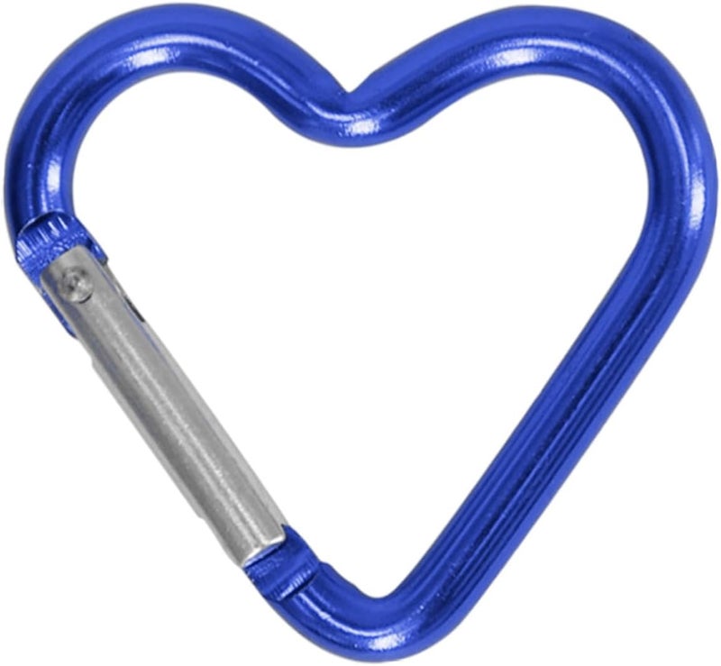 Blue Heart Shape Carabiner Clip Heavy Duty Aluminum Snap Hook for Camping Hiking Dog Leash - Image 1