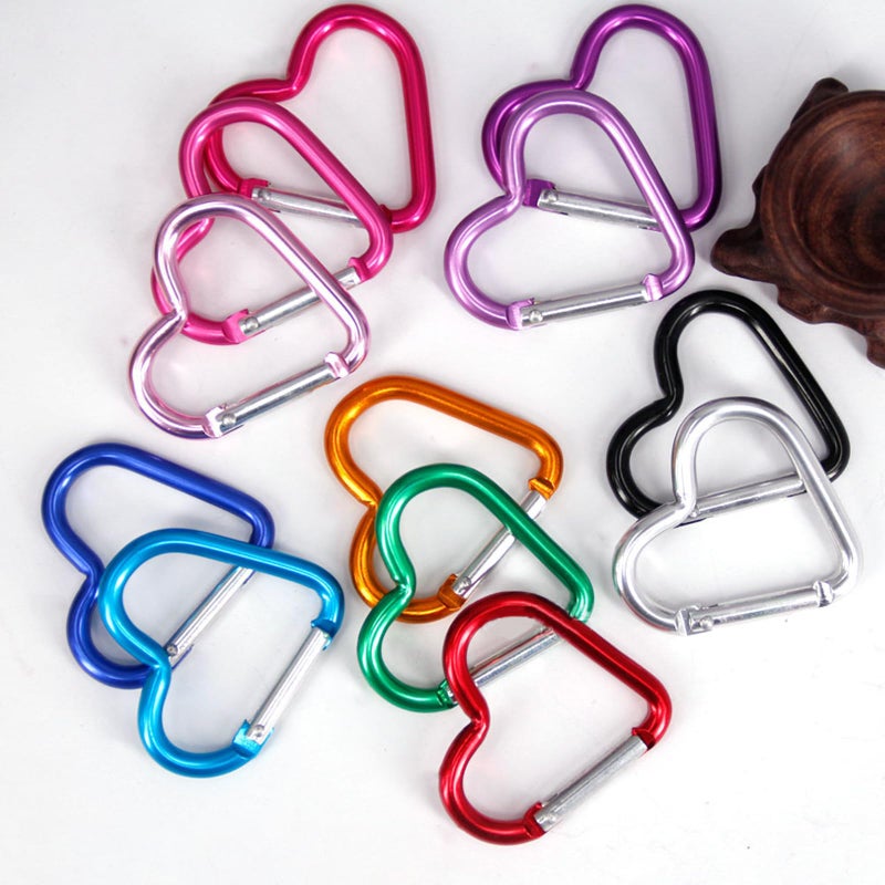 Blue Heart Shape Carabiner Clip Heavy Duty Aluminum Snap Hook for Camping Hiking Dog Leash - Image 5
