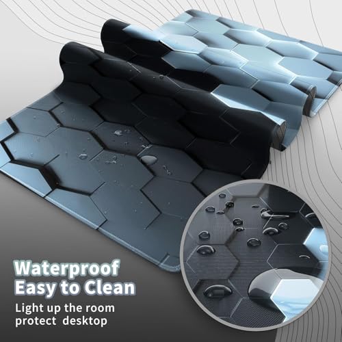 DARSHANAM WORLD Gaming Mouse Pad, 80 x 30 cm Large Desk Mat, Black, Anti-Slip Rubber Base, Water Resistant, for Work from Home, Office, Gaming Mouse PAD (Hexagon) - Image 4