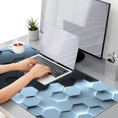 DARSHANAM WORLD Gaming Mouse Pad, 80 x 30 cm Large Desk Mat, Black, Anti-Slip Rubber Base, Water Resistant, for Work from Home, Office, Gaming Mouse PAD (Hexagon) - Image 1