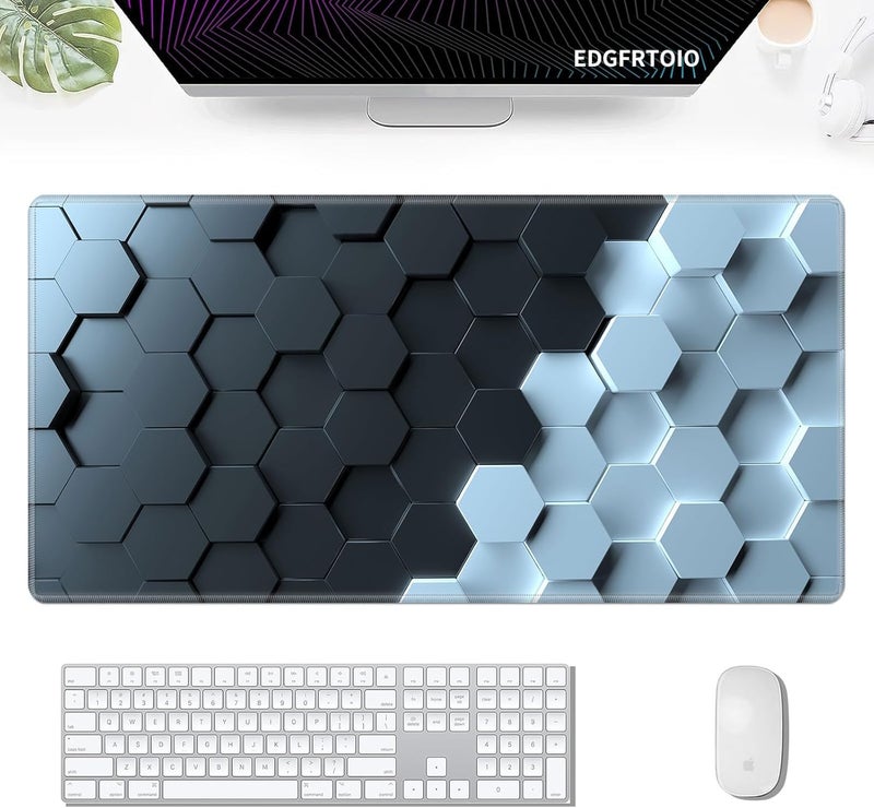 DARSHANAM WORLD Gaming Mouse Pad, 80 x 30 cm Large Desk Mat, Black, Anti-Slip Rubber Base, Water Resistant, for Work from Home, Office, Gaming Mouse PAD (Hexagon) - Image 3