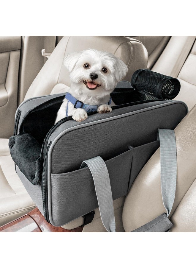 بتس فيت مقعد سيارة متعدد الأغراض للكلاب من PETSFIT، حامل سيارة معتمد من شركات الطيران مع حزام أمان وجيوب، مقعد سيارة محمول للقطط، مقاعد سيارة للكلاب الصغيرة والقطط التي يصل وزنها إلى 9 أرطال (رمادي غامق) - Image 1