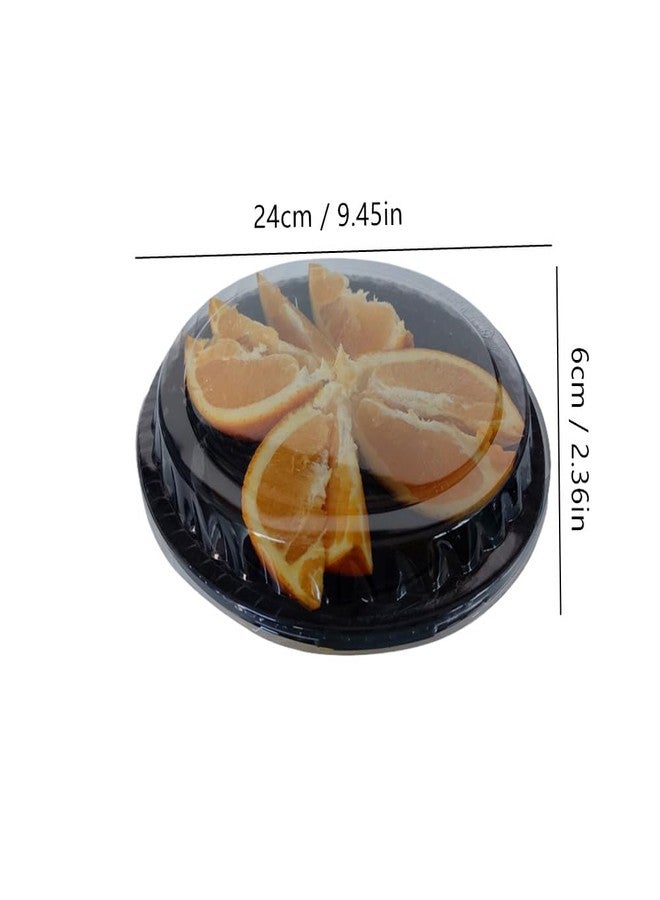Ebonee Plastic Black Platter Food Serving Tray with Clear Lid, 9.5 inch Round Heavy Duty Disposable Catering Trays, Food Sandwich Vegetable Fruit Appetizer Serving Trays for Party Catering Picnic (10 Pack) - Image 2
