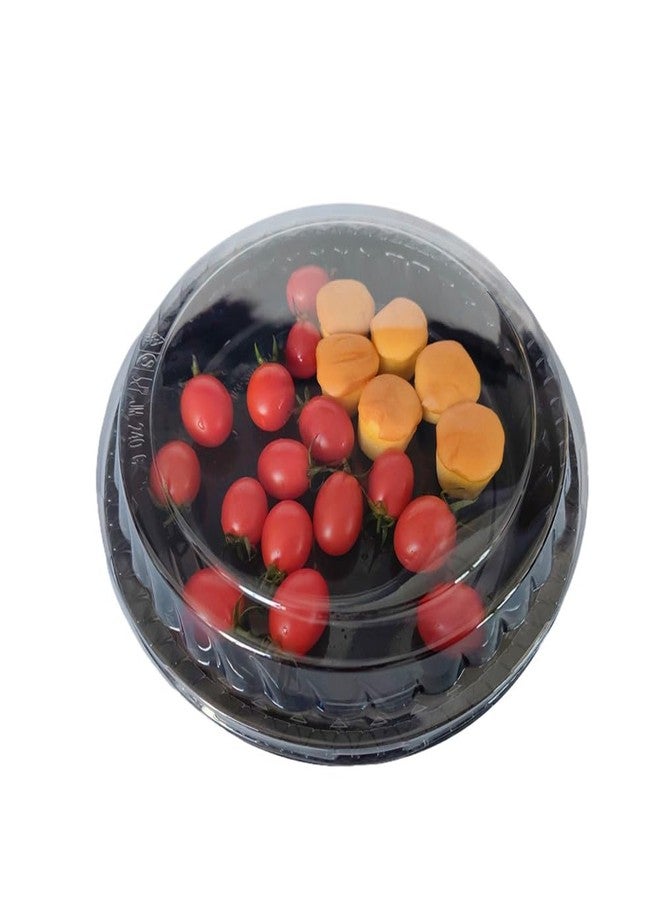 Ebonee Plastic Black Platter Food Serving Tray with Clear Lid, 9.5 inch Round Heavy Duty Disposable Catering Trays, Food Sandwich Vegetable Fruit Appetizer Serving Trays for Party Catering Picnic (10 Pack) - Image 5