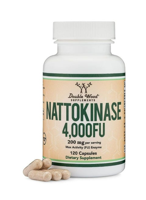 Nattokinase Supplement 4,000 FU Servings, 120 Capsules (Derived from Japanese Natto) Systemic Enzymes for Cardiovascular and Circulatory Support