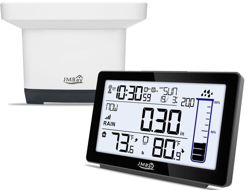 JMBay Wireless Rain Gauge Outdoor with Thermometer High Accurate Digital Rain Gauges Outdoors Best Rated Electronic SelfEmptying Remote Rain Collector Freeze Proof Automatic Rain Measure Gauge for Yard - Image 2
