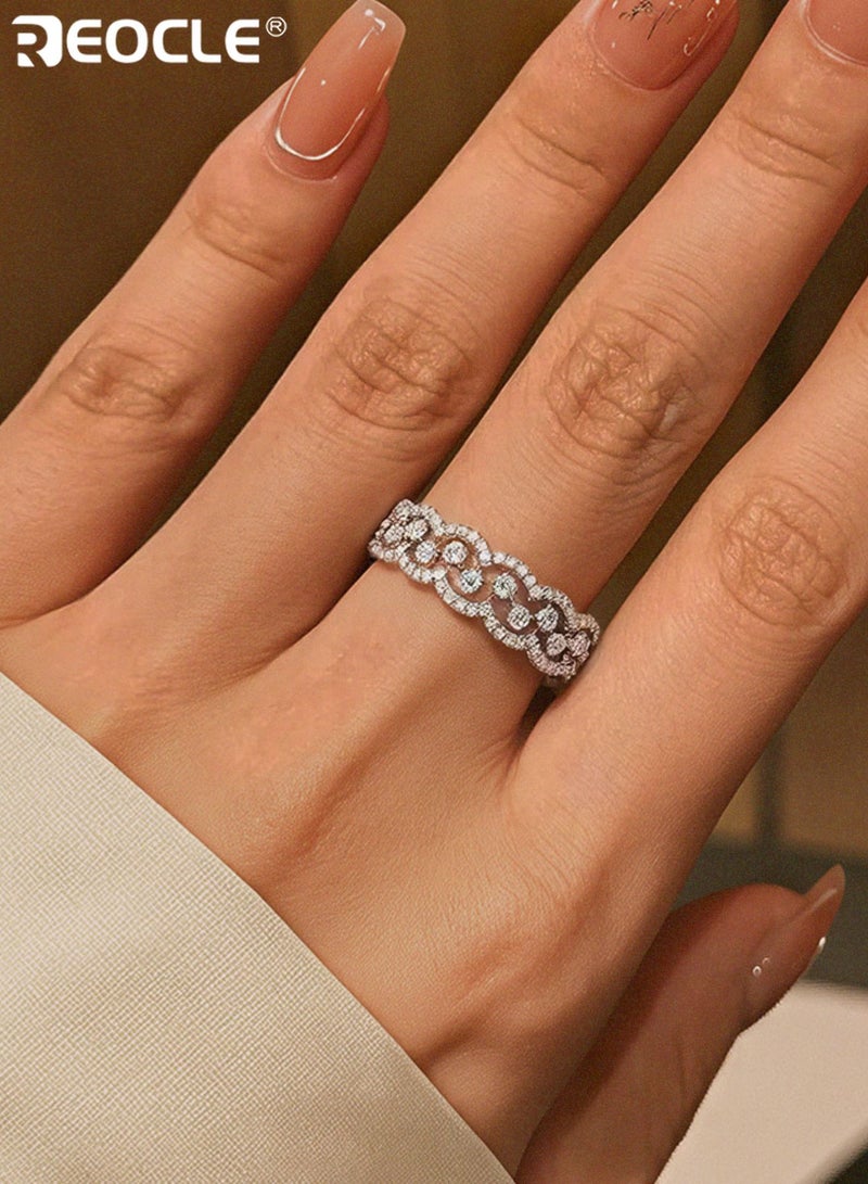 REOCLE 2PCS Women's Ring Convertible Open Adjustable 2-in-1 Statement Ring Dual Shimmering Accent Bands for Stacked or Combined Daily & Occasion Wear - Image 3