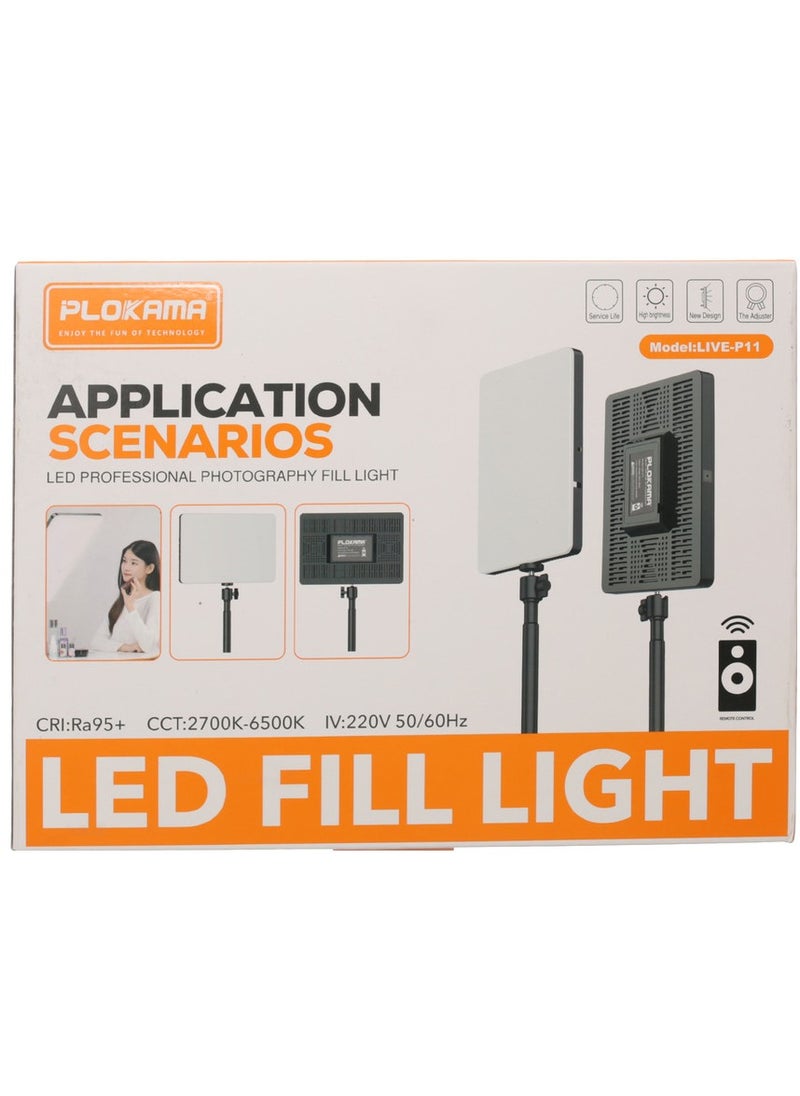 PLOKAMA - Plocama Live-P11 LED Professional Photography Fill Light | 3 Color Modes (White, Warm, Cool) | 240 High-Quality Lamp Beads | Remote Control Included | Perfect for Photography, Videography, Live Streaming, and Content Creation - Image 1