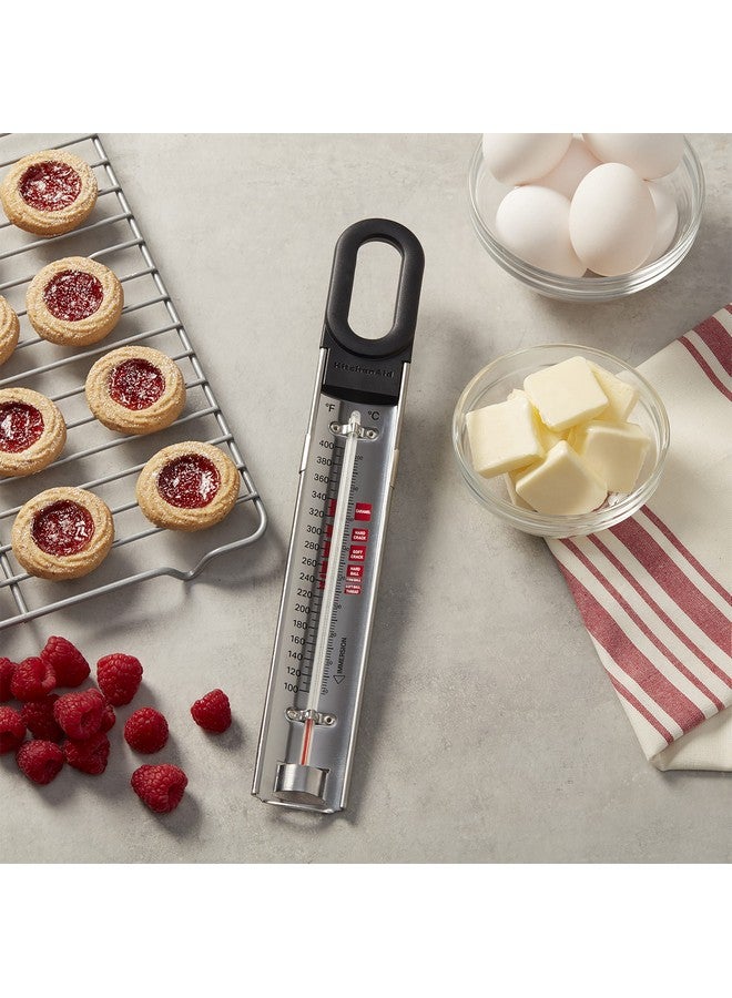 KitchenAid KQ907 Curved Stainless Steel Paddle Style Candy and Deep Fry Thermometer with pan clip, TEMPERATURE RANGE: 100F to 400F, Black - Image 2