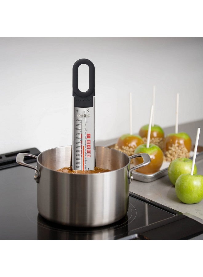 KitchenAid KQ907 Curved Stainless Steel Paddle Style Candy and Deep Fry Thermometer with pan clip, TEMPERATURE RANGE: 100F to 400F, Black - Image 3