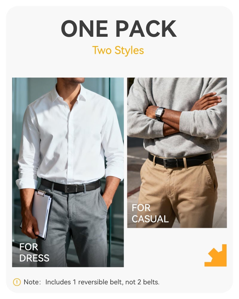 CHAOREN Reversible Belt Men 1 Piece - 1.25" Black Leather Dress Belt - Trim to Fit for Elegant Style - Image 4