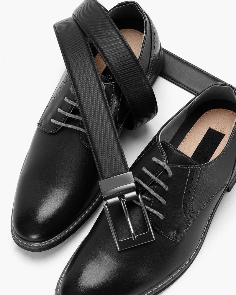 CHAOREN Reversible Belt Men 1 Piece - 1.25" Black Leather Dress Belt - Trim to Fit for Elegant Style - Image 3