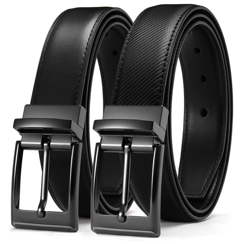 CHAOREN Reversible Belt Men 1 Piece - 1.25" Black Leather Dress Belt - Trim to Fit for Elegant Style - Image 1
